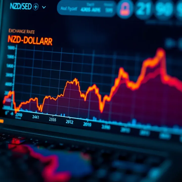 Exchange Rate Trends of NZD/USD Pair Graph showing exchange rate fluctuations between New Zealand Dollar and US Dollar