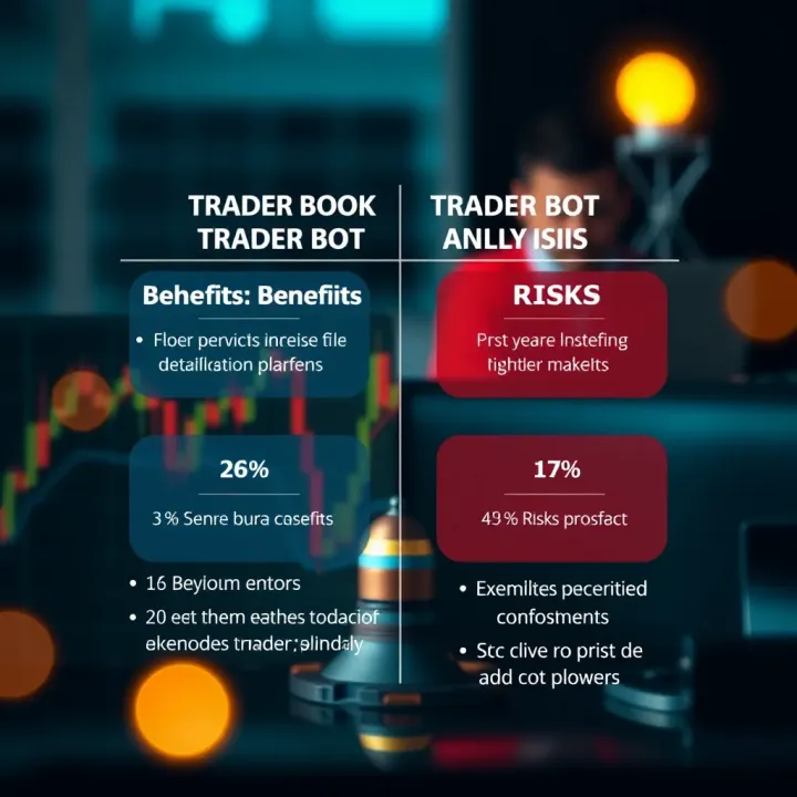 Graphic showing comparison of benefits and risks associated with using trader bot platforms in financial markets
