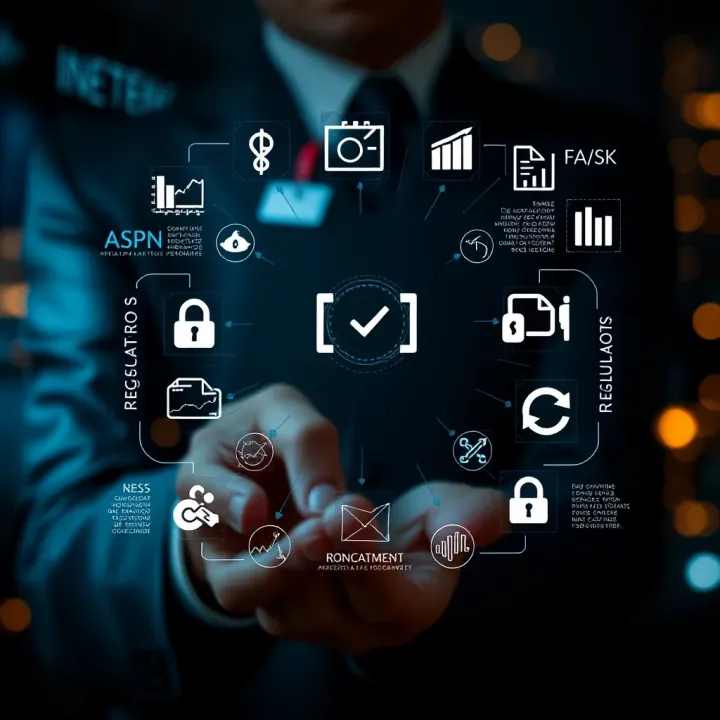 Conceptual graphic showing safety and regulation icons related to financial brokerage services