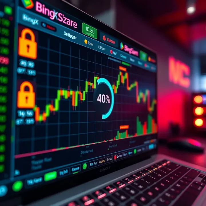 Secure cryptocurrency trading platform interface with digital security icons