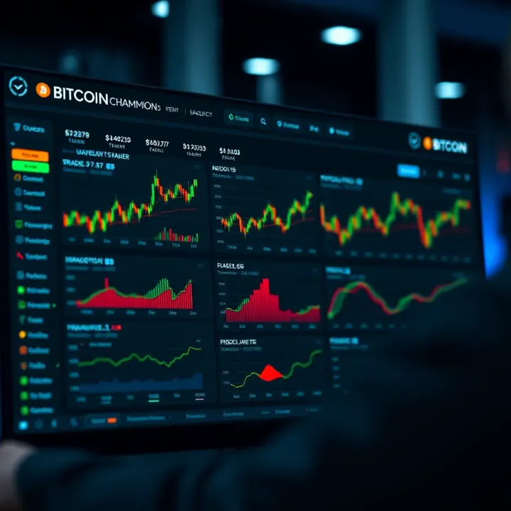 Bitcoin Champion Automated Trading Dashboard Overview Interface displaying Bitcoin Champion automated trading dashboard with real-time cryptocurrency price charts and performance metrics