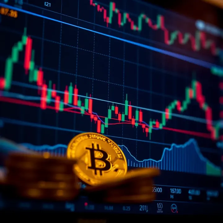 Graph showing Bitcoin price trends with technical analysis indicators