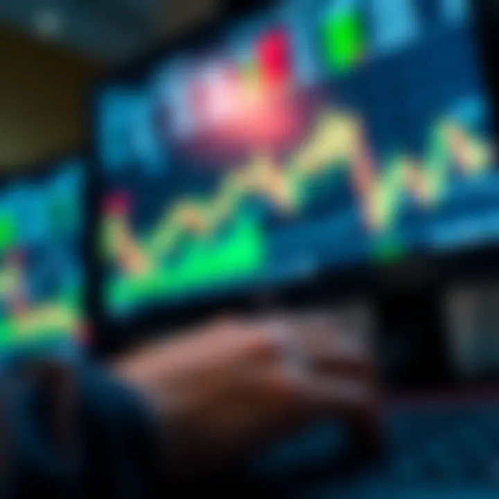 Illustration showing the basic concept and mechanisms of binary options trading with charts and indicators