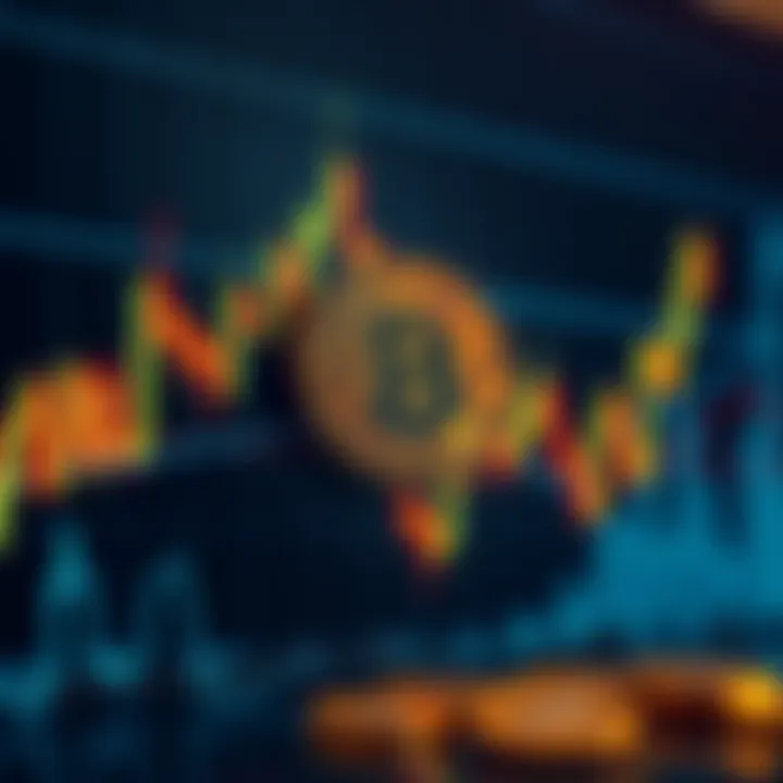 Graph showing Bitcoin price fluctuations with technical indicators overlay