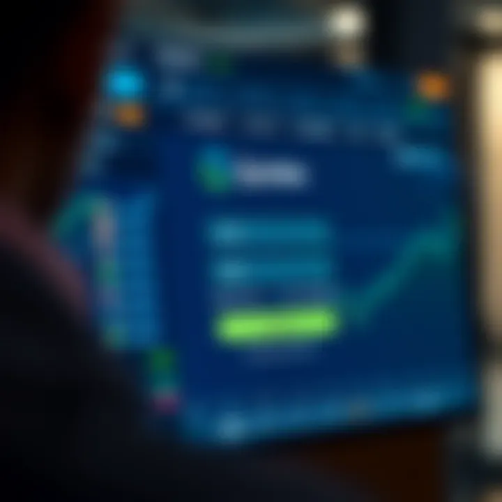 Login screen interface of Quotex trading platform showcasing user credentials fields