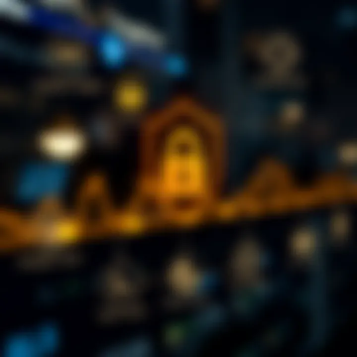 Security features and regulatory compliance icons related to online trading platforms