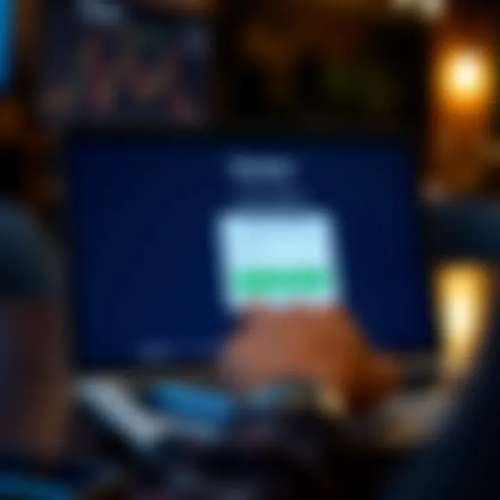 User entering credentials on Quotex login screen on a laptop