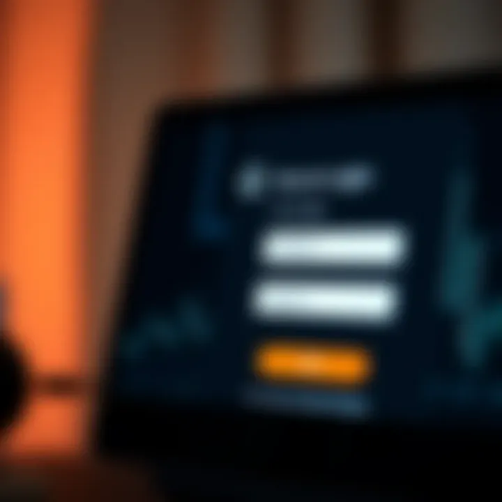 Screenshot of a secure login page on the IQ Option platform showing username and password fields