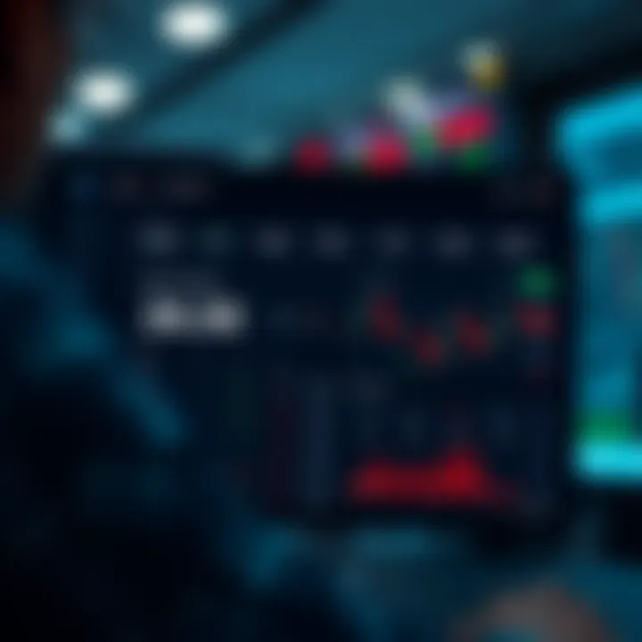 Illustration of a virtual trading account dashboard displaying demo balance and trade options