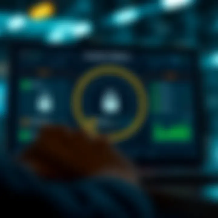 Secure financial technology interface displaying investment options and security features