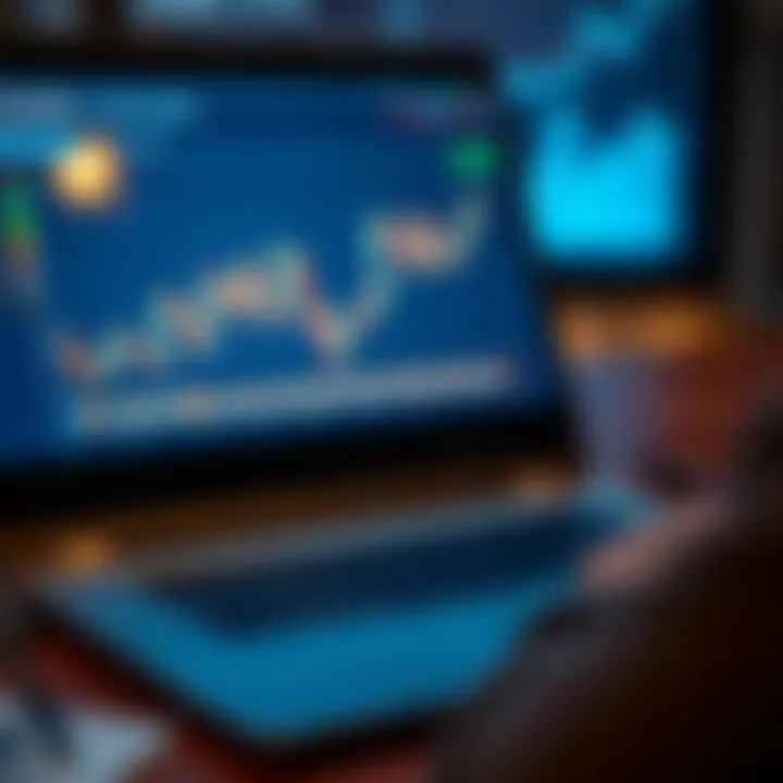 Financial chart and laptop illustrating brokerage services offered by Cotex Corretora