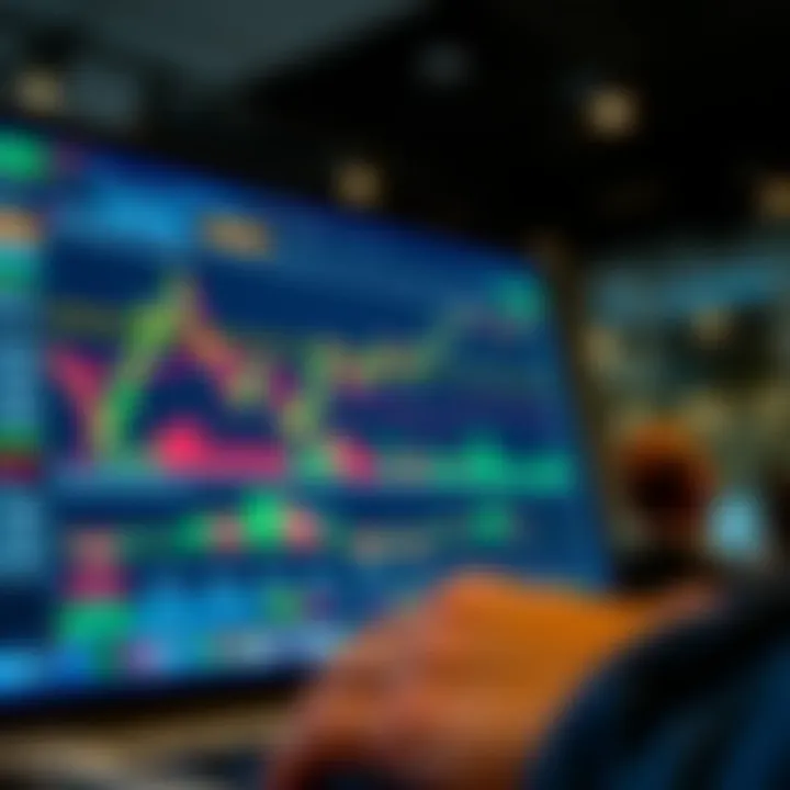 Trading Platform with Demo Account Simulation Trading platform interface showing simulation of market trades with virtual funds