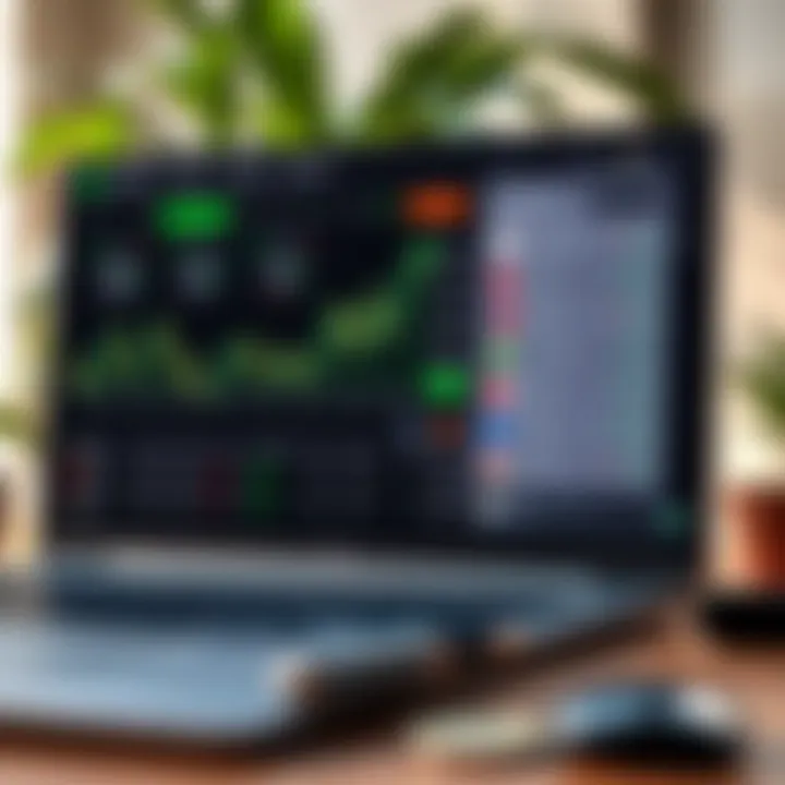 Screen showing a trading platform with demo account interface and investment options
