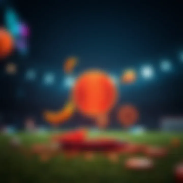 Illustration of digital tokens representing sports and entertainment sectors linked to blockchain
