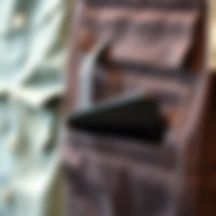 Various styles of garment pockets displayed on different clothing fabrics