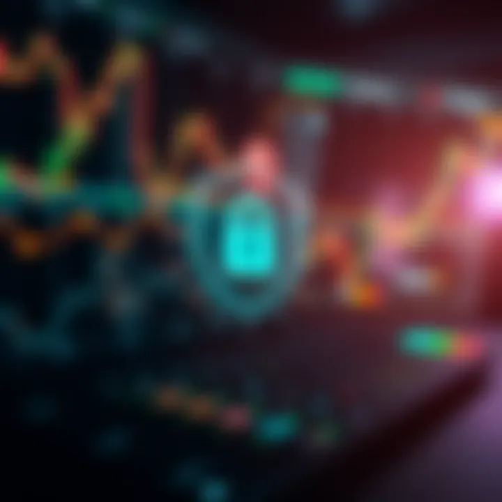 Secure online trading environment represented by digital shield and financial symbols