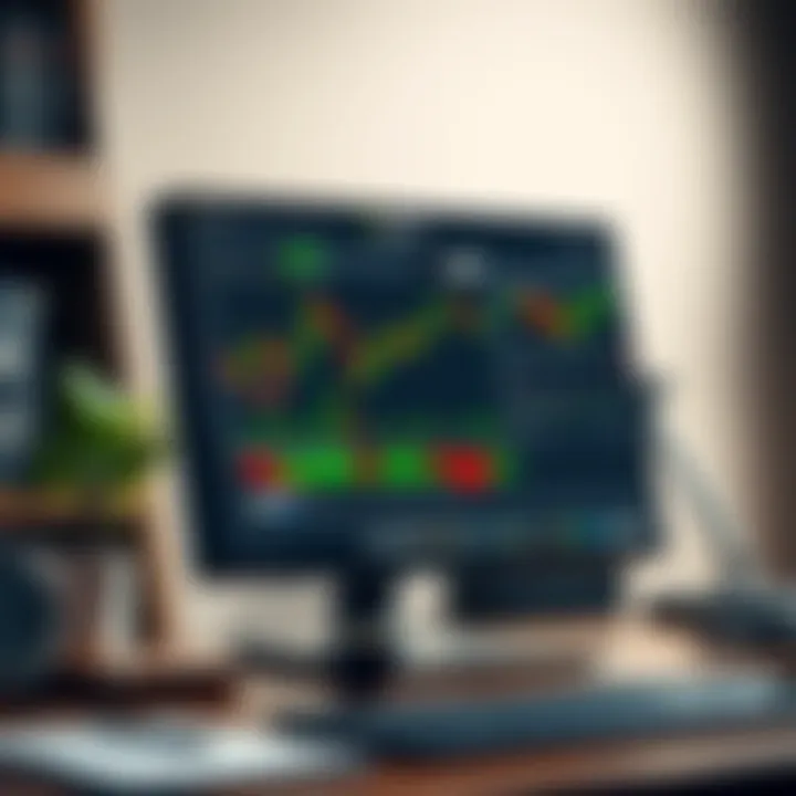 Computer screen displaying Quotex platform interface with trading charts and tools