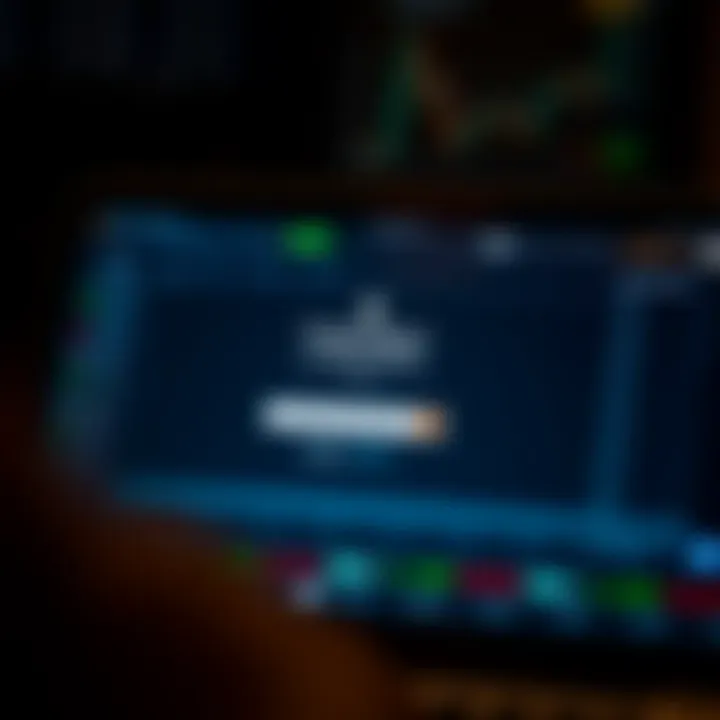 Secure login screen of an online trading platform with password input field