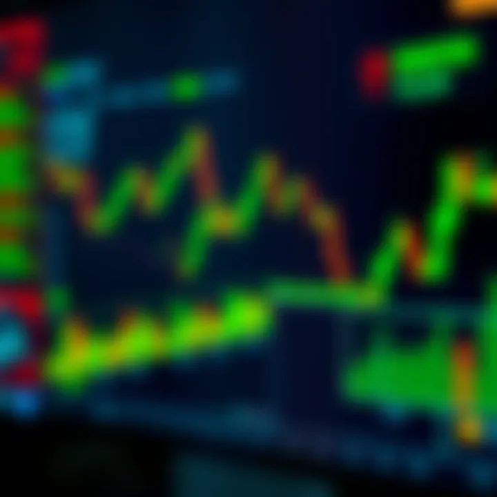 Illustration of binary options trading with charts and financial symbols on a digital screen