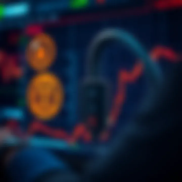 Secure digital interface with encryption symbols representing protection of cryptocurrency assets