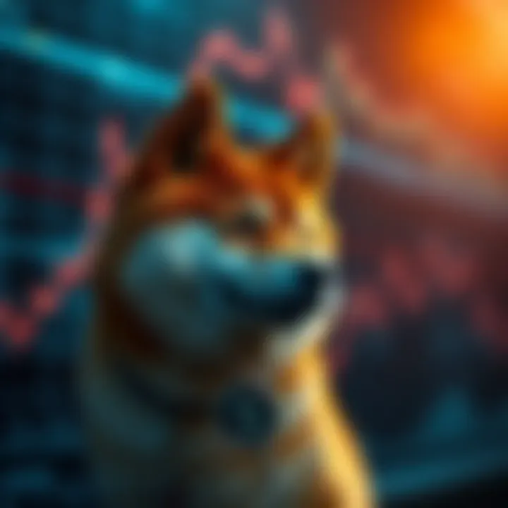 Graph showing upward and downward trends in cryptocurrency market with Shiba Inu token symbol