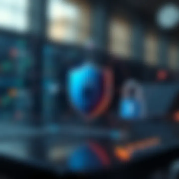 Secure account protection illustration with shield and lock symbols for Quotex