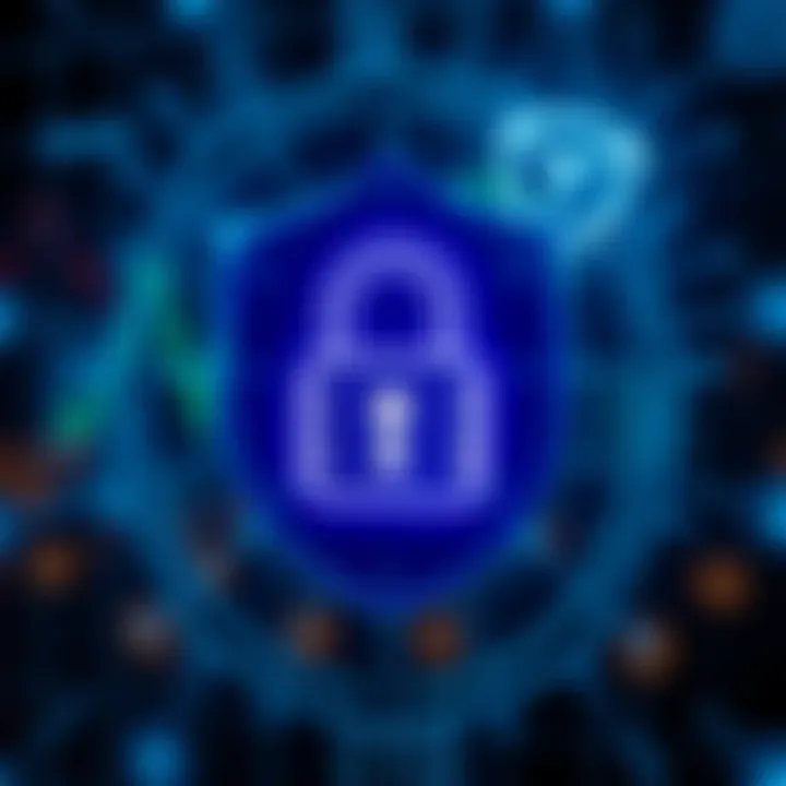 Security shield icon with digital lock representing safe trading practices