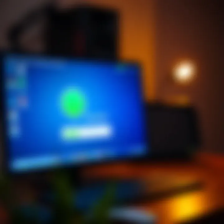 Illustration of a desktop computer showing the Quotex download and installation progress