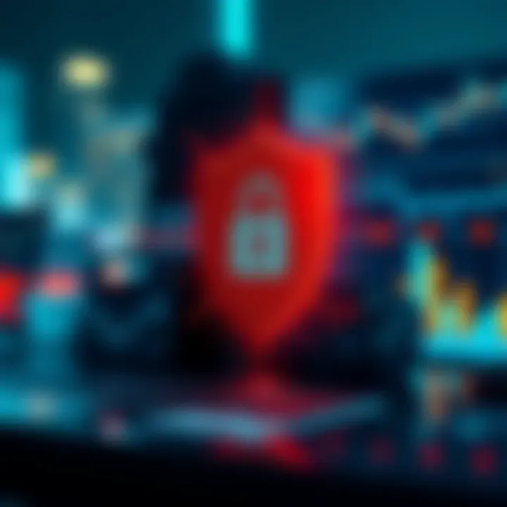 Ensuring Security in Online Trading Transactions Illustration of secure online transaction with digital shield protecting financial data and assets