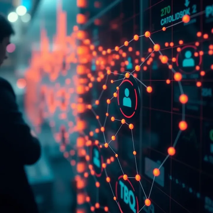 Visualization of Chainlink's decentralized oracle network connecting blockchain with real-world data sources
