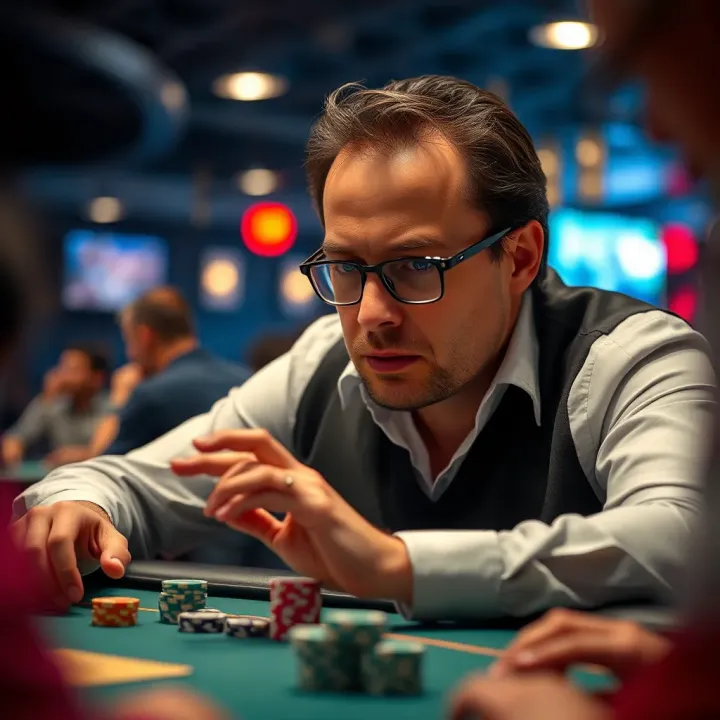 Player strategizing while choosing between online and live poker options