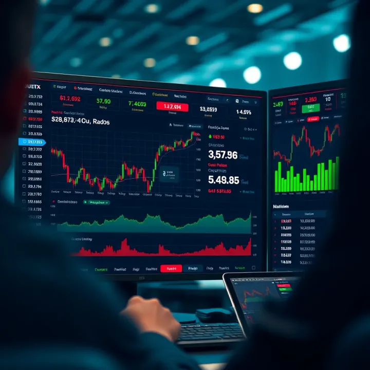 Dashboard interface of Quotex.com showing trading charts and analytics tools