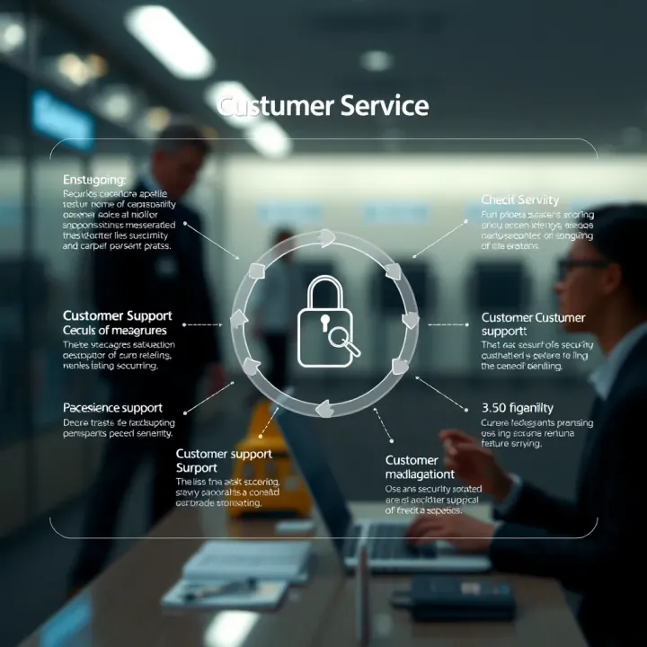 Diagram illustrating security measures and customer support features of Quotex