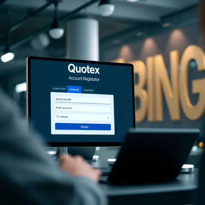 User interface showing account registration form on Quotex platform