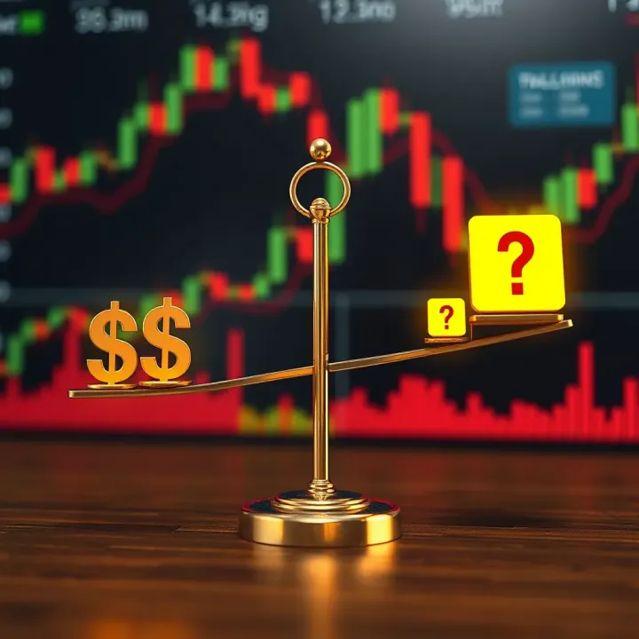 Understanding Risk and Reward in Binary Options Trading Conceptual illustration of risk and reward balance with financial graphs and strategy icons