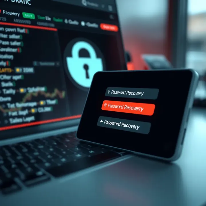 Password Recovery and Security Features in Quotex Illustration of password recovery options and security features on a digital platform