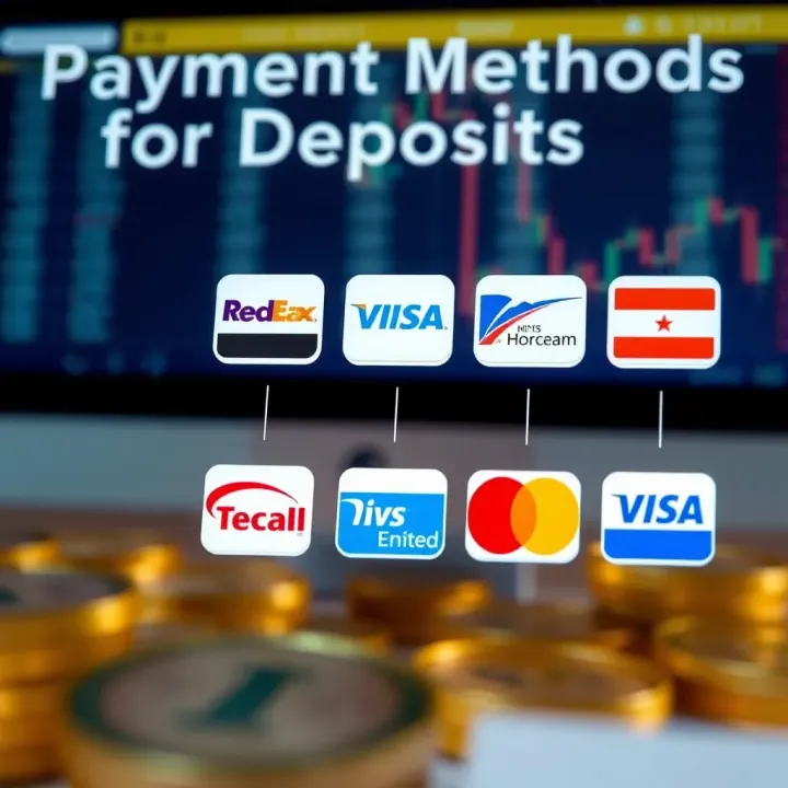 Illustration showing different payment methods available on IQ Option platform for deposits