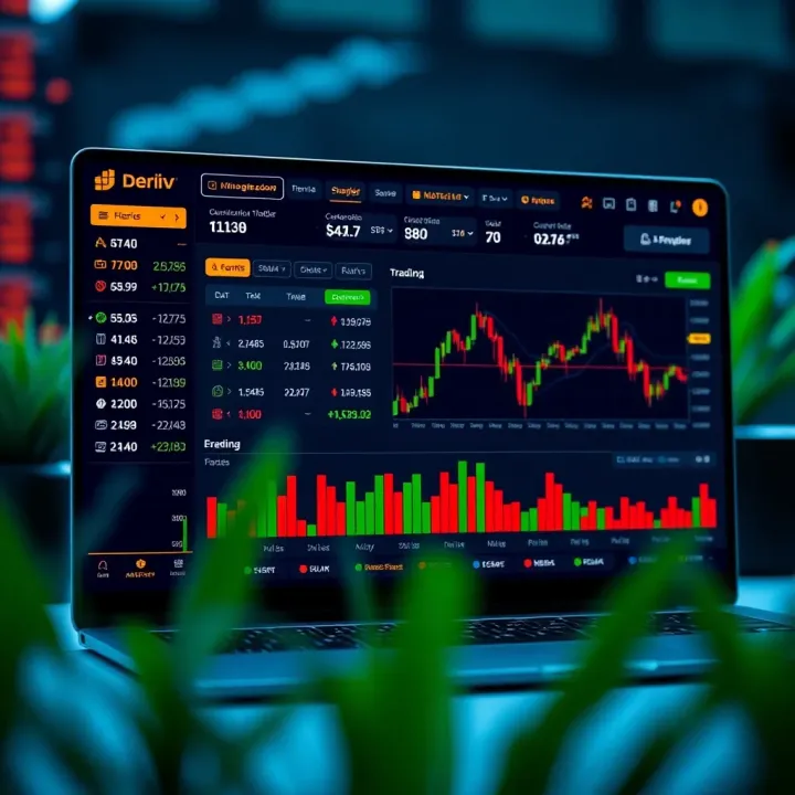 Screenshot of Deriv Smart Trader platform interface showing various financial trading options and charts