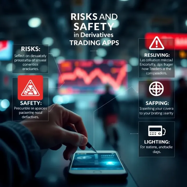 Conceptual graphic highlighting the risks and safety measures in derivatives trading apps