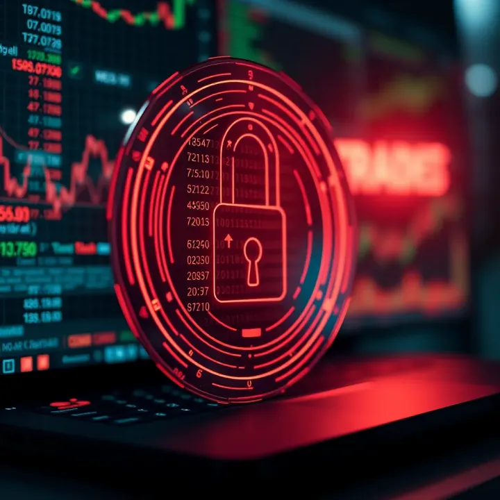 Visual representation of digital data protection and account security for online trading