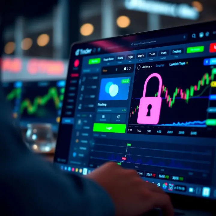 Secure login screen and user dashboard illustrating DTrader safety features