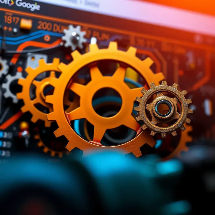 Technical Adjustments and Quality Content Enhancement Visual representation of a website structure with gears symbolizing technical optimization and quality content
