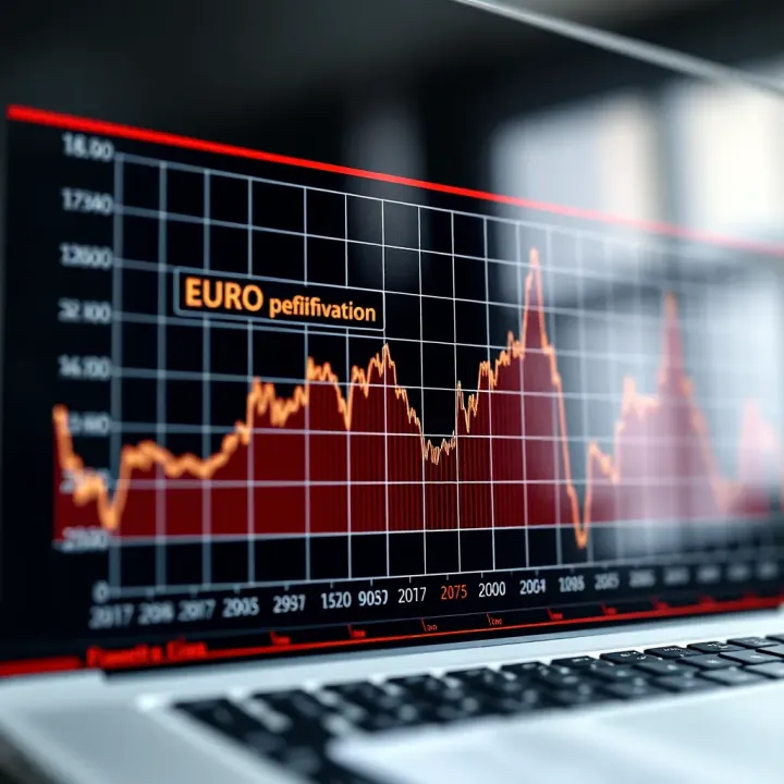 Graph illustrating recent euro currency fluctuations with key economic events highlighted