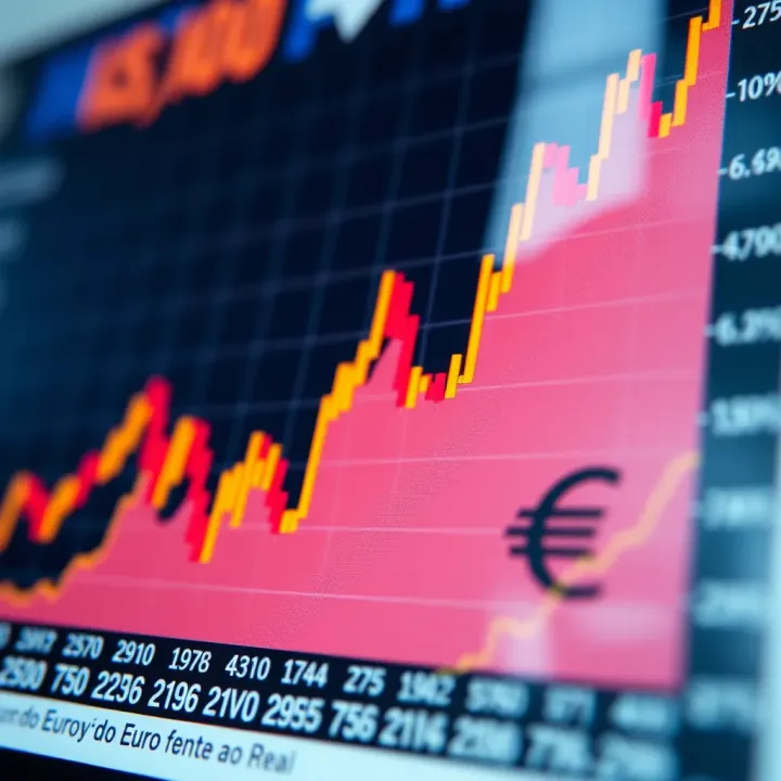 Graph showing euro to Brazilian real exchange rate trends with economic indicators
