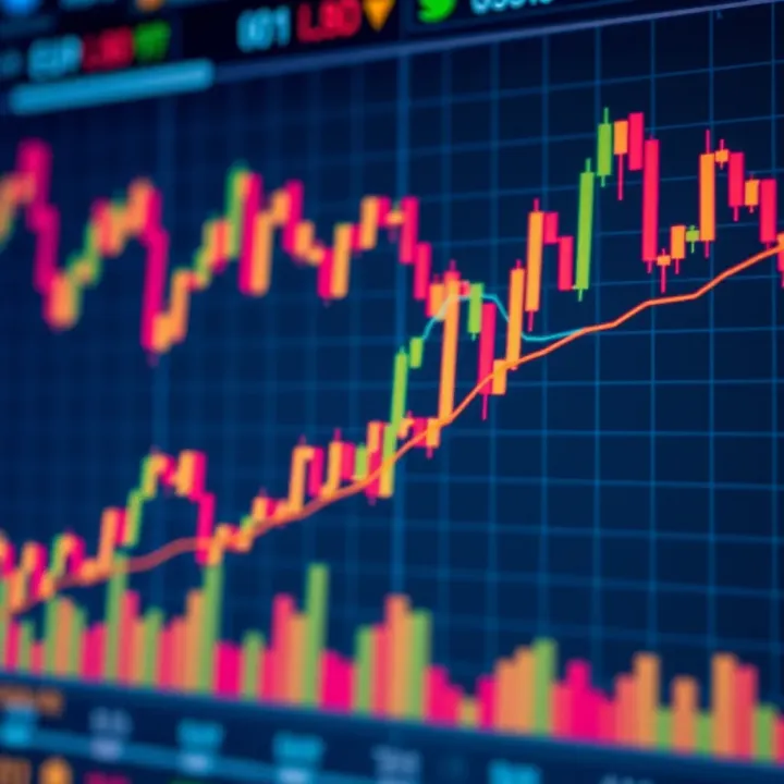 Graph showing EUR/USD currency pair fluctuations with economic indicators in the background