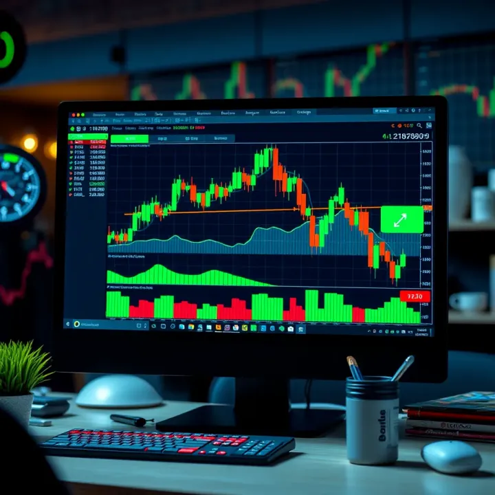 Using Demo Platforms for Risk-Free Financial Analysis Financial data visualization on a computer screen demonstrating the use of demo platforms for safe practice