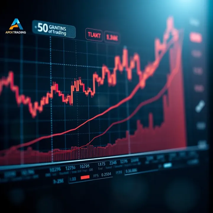 Graph illustrating growth of trading funds using Apex Trading financing