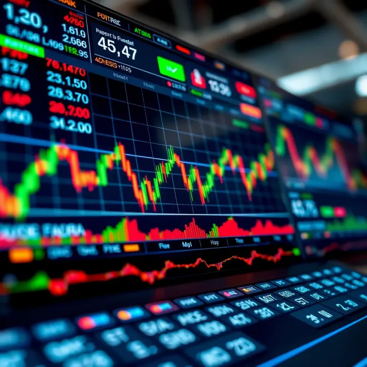 Forex Trading Platform Interface with Live Market Data Interface of a Forex trading platform showcasing real-time currency exchange rates and chart analysis tools