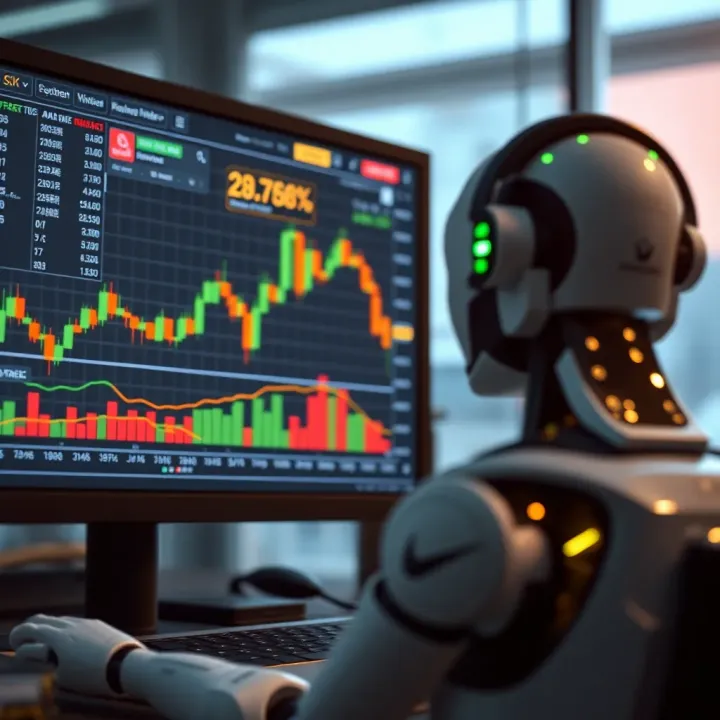 Digital interface showing Forex trading algorithms and currency chart
