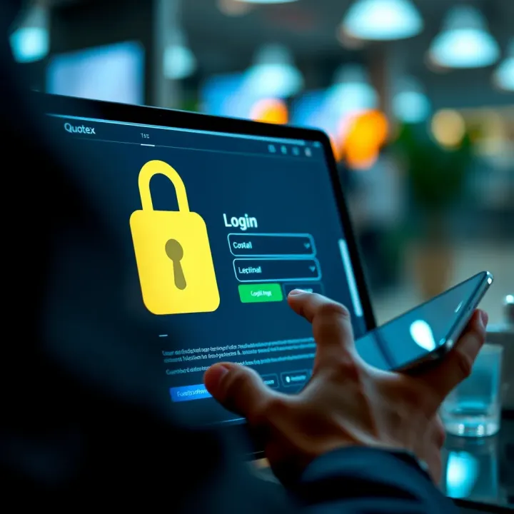 Secure Login Interface on Quotex Platform User entering login credentials on Quotex platform on a secure device